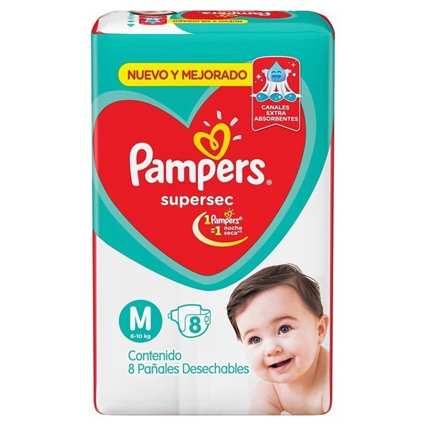 Pañales Pampers Supersec  m 6-9,5 kg 8 Unidades #1