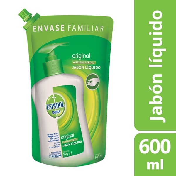 Espadol Jabón Liquido Antibacterial Original 600 ml