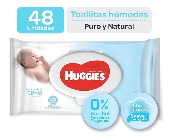 Huggies Toallitas Humedas  Puro Y Natural x 48 Unidades