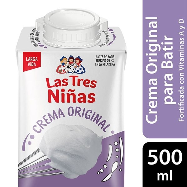 Crema de Leche Las Tres Niñas Uat Para Batir 500 cc. #1