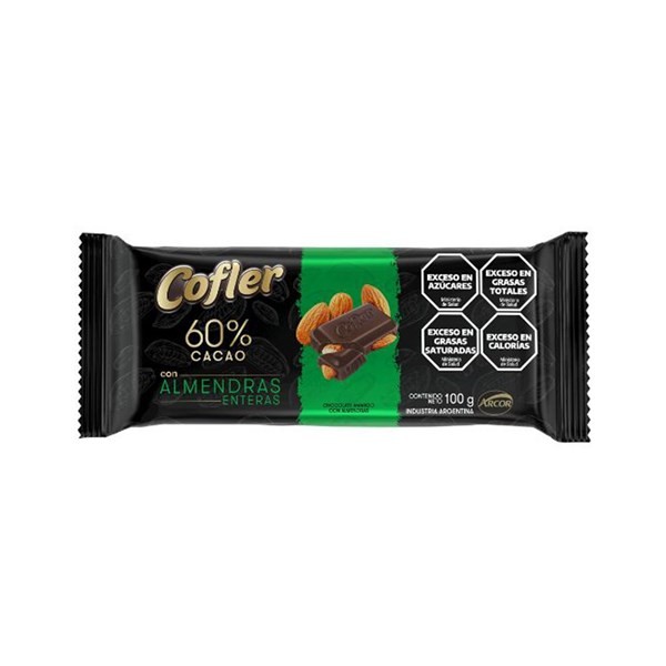 Tableta de Chocolate 60% Relleno Almendra Cofler 100 g #1