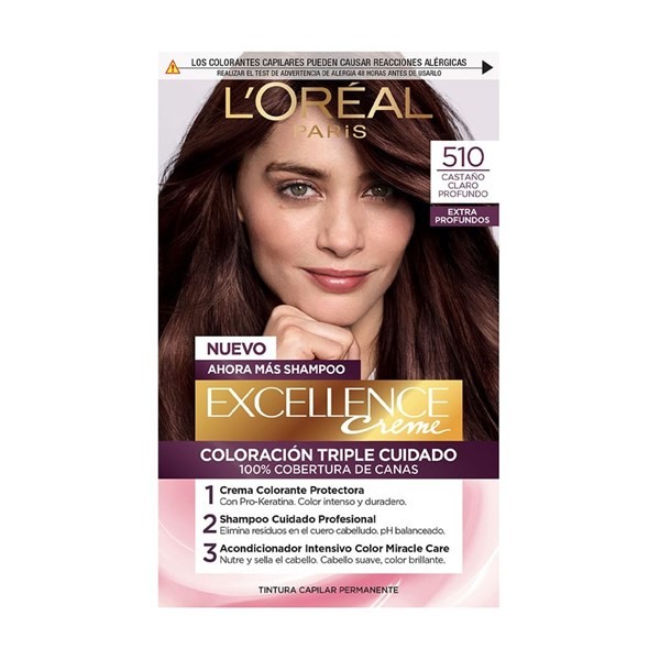 Kit Tintura Excellence Creme Triple Cuidado x 47 g Color 510 Castano Claro Profundo #1