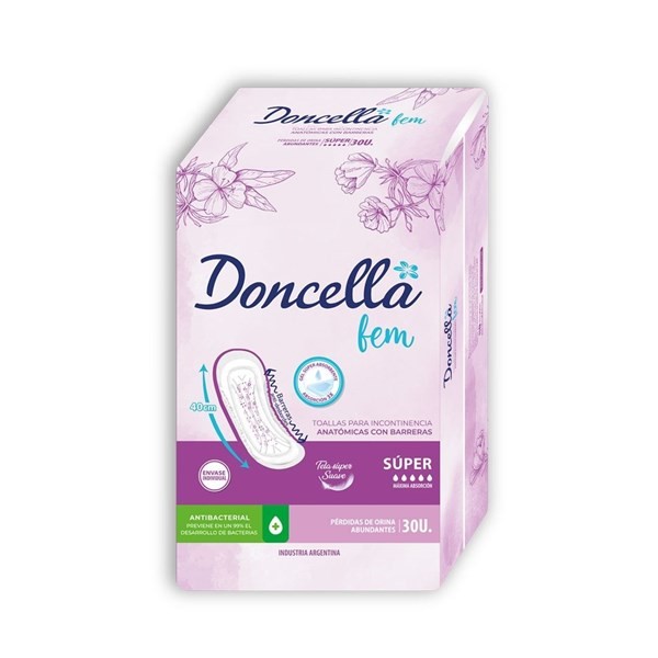 Doncella Toallas con Barreras Super para Incontinencia Moderada - 30 unidades