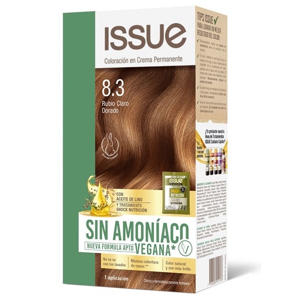 Issue Kit Sin Amoniaco Tono 8.3 Color Rubio Claro Dorado #1