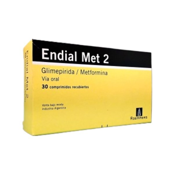 Roemmers Endial Met 2 Glimepiride + Metformina 2 / 1000 Mg x 30 Comp Recubiertos #1