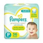 Pañales Pampers Premium Care Plus Hipoalergénico P x 36 un #1