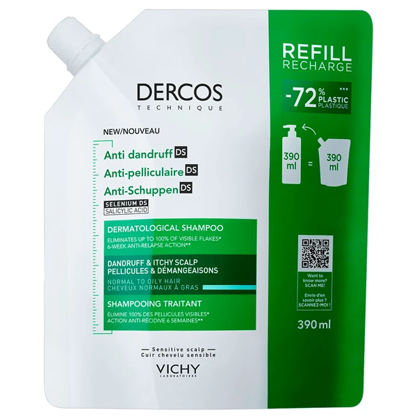 Vichy Dercos Shampoo Anticaspa Cabello Normal Graso Refill 400 ml