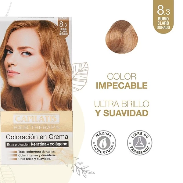 Capilatis Kit Coloración en Crema Rubio Claro Dorado N°8.3 alt