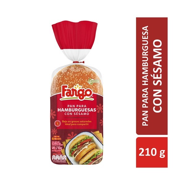 Pan Para Hamburguesa Fargo Con Sésamo X 4 Uni #1