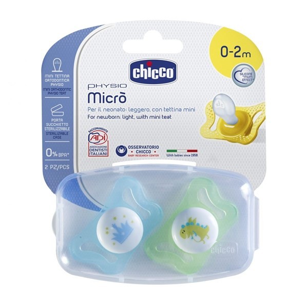 Chicco Chupete Recien Nacido Physio Micro Boy 2 un (0-2 Meses) alt