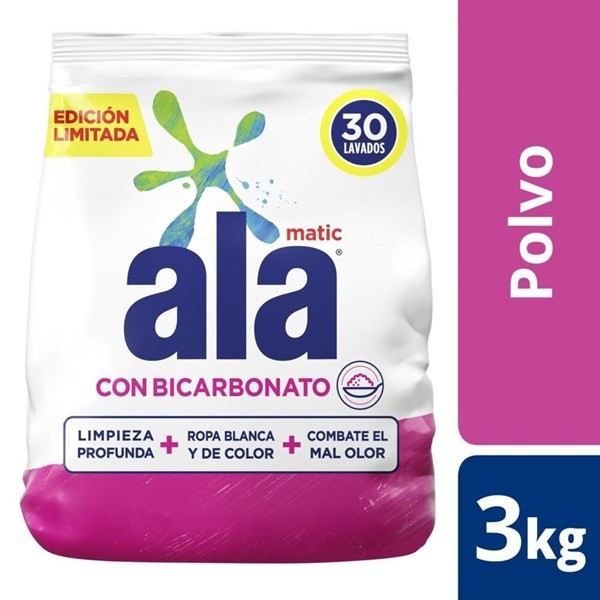 Jabon En Polvo Ala Matic Con Bicarbonato 3 Kg #1