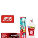 Combo Colgate  crema Dental Luminous White  90 g + Enjuague Bucal Luminous White x 500 ml + Cepillo Dental  360º Suave x 2 un #1