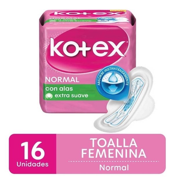 Kotex Normal Toallas Femeninas Con Alas 16 Unidades Unico