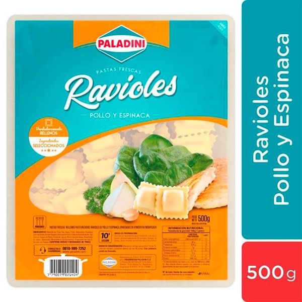 Ravioles de Pollo Y Espinaca Paladini 500 gr #1