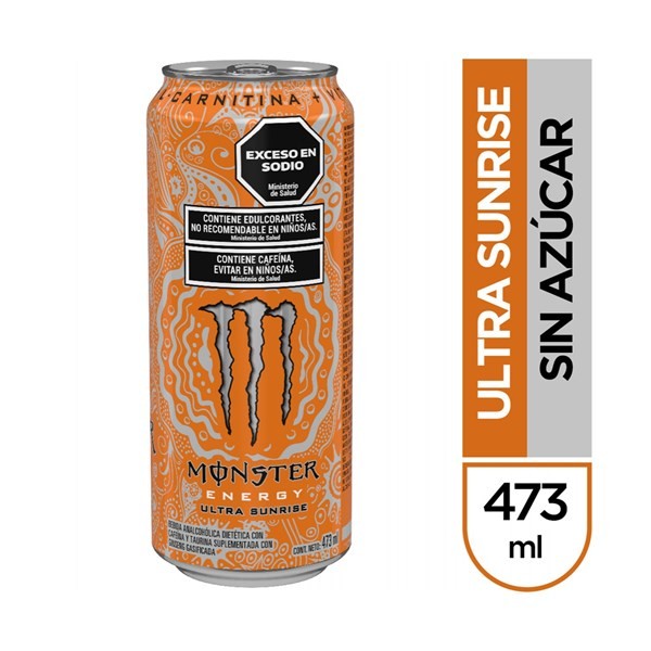 Bebida Energizante Sin Azúcar Monster Sunrise en Lata 473 ml #1