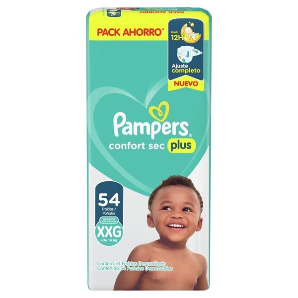 Pampers Pañales Confort Sec Plus (54 Unidades) Xxg alt