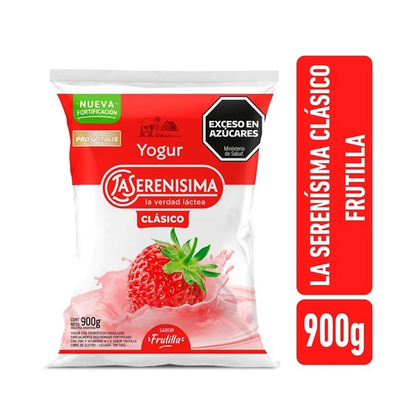 Yogur Bebible Entero La Serenísima Sabor Frutilla En Sachet 900 G. #1