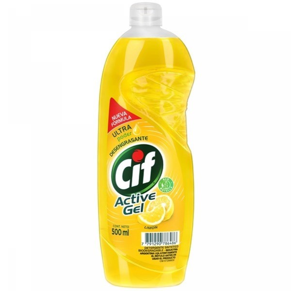 Cif Active Detergente Lavavajilla Gel Limón x 500 ml alt