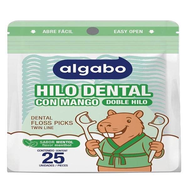 Algabo Hilo Dental con Mango Mentol | 25 Unidades