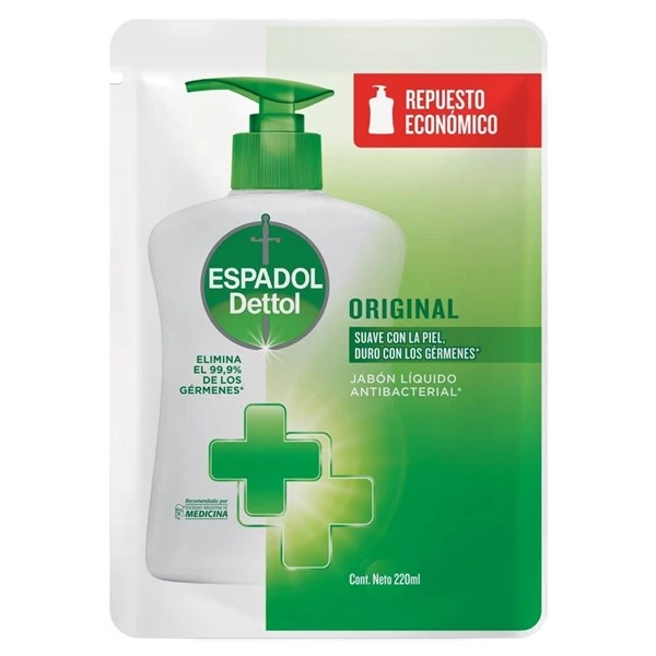 Espadol Jabón Líquido Antibacterial Original Repuesto 220 ml