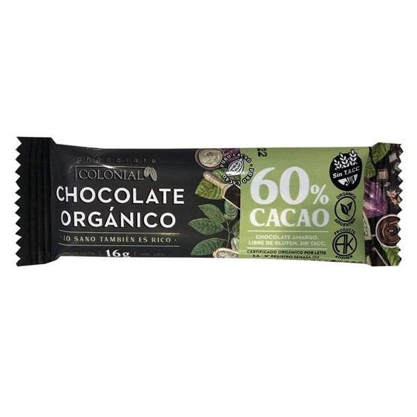 Chocolate Orgánico Colonial 60% Cacao x 16 g