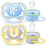 Chupetes Avent Ultra Air Deco Amarillo Y Celeste 0-6 m x 2 un #1
