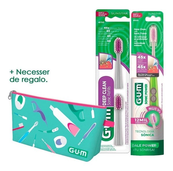 Gum Sonic Power: Cepillo Electrico + Repuestos + Neceser