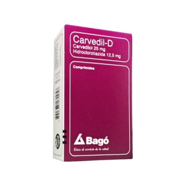 Bagó Carvedil D Carvedilol + Hidroclorotiazida 25 Mg / 12.5 Mg x 30 Comp