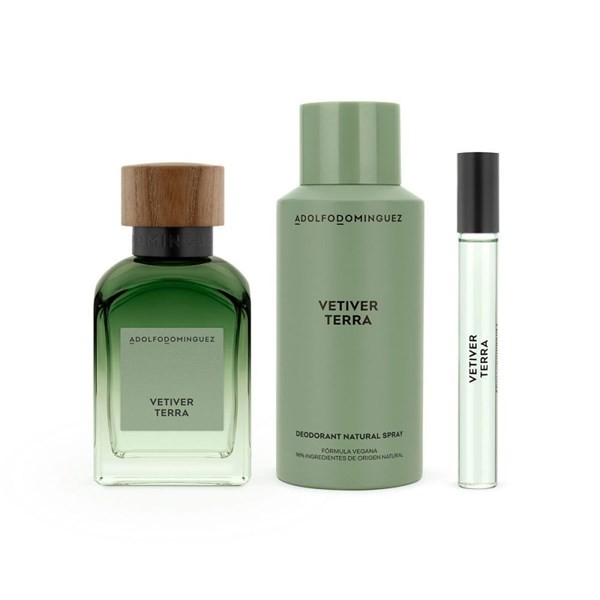Set Edt Adolfo Dominguez Vetiver Terra x 120 ml + Deo x 150 ml