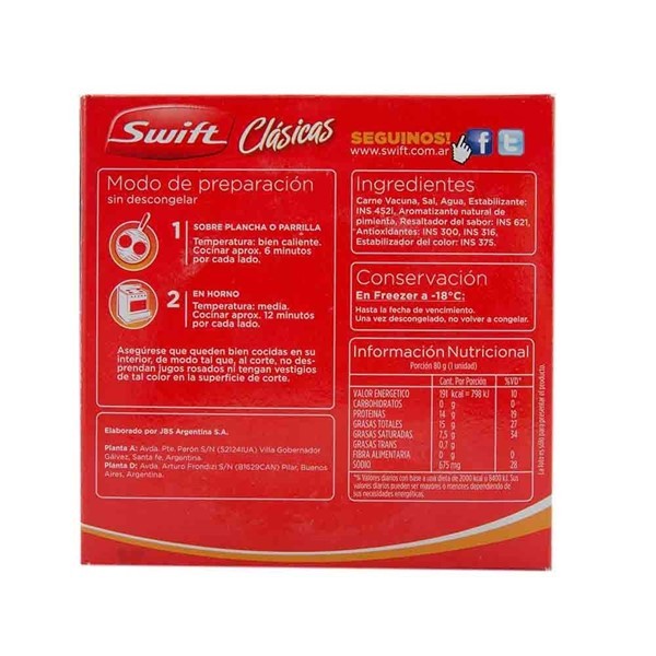 Hamburguesa Swift De Carne 4 U - 320 Gr alt