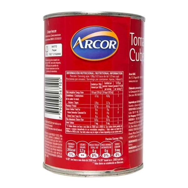 Tomate Perita Cubeteado Arcor 400 Gr alt