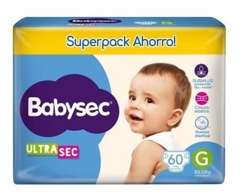 Babysec Ultra Sec Hiper Pack Pañales  grande 60 Unidades g #1