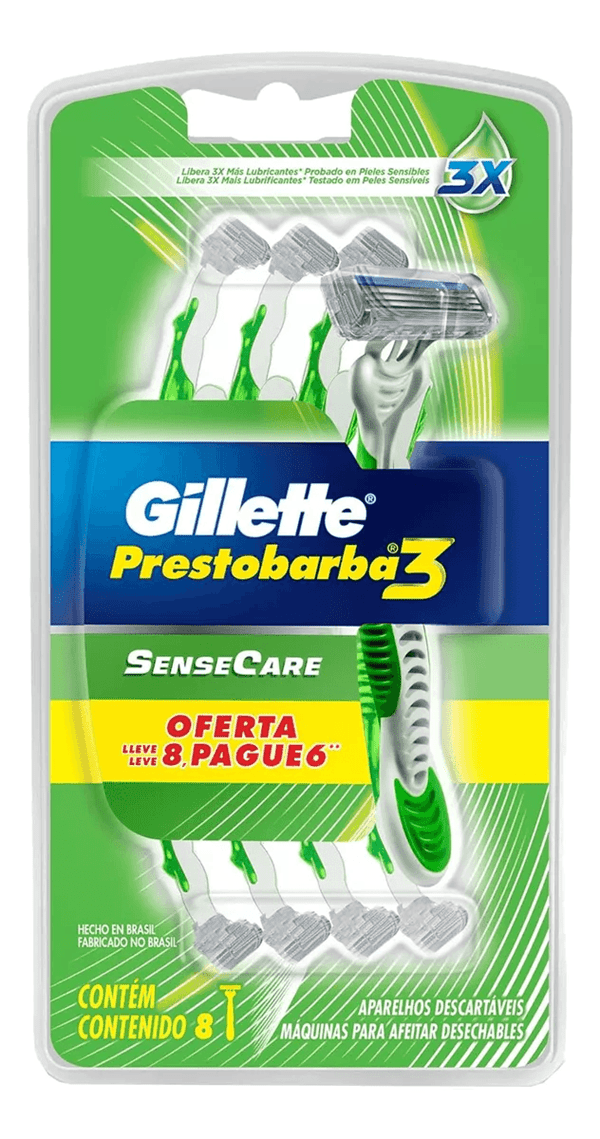 Gillette Maquinas Afeitar Guillette Prestobarba3 Sensitive 8 Uds #1