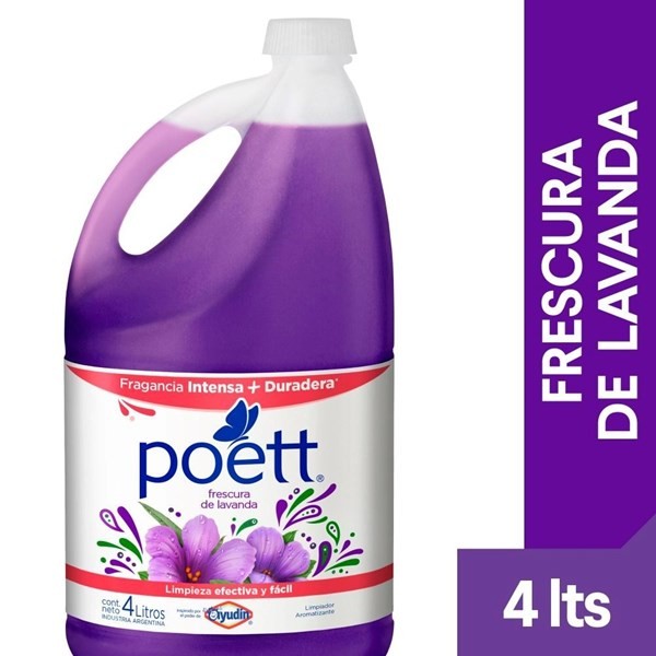 Limpiador Líquido Aromatizante Poett Frescura De Lavanda 4 Lts #1