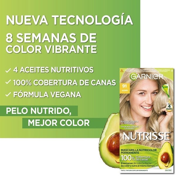 Garnier Nutrisse Kit Coloración Permanente Tono 91 Rubio Muy Claro Ceniza Jazmín  alt