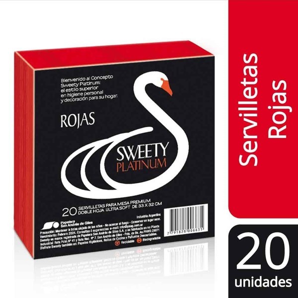 Servilletas Descartables Sweety Rojas 20 U #1