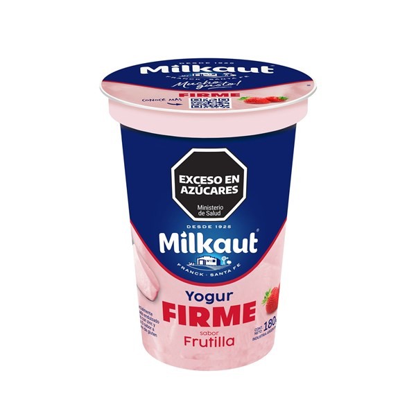 Yogur Firme Entero Milkaut de Frutilla en Pote 180 g #1