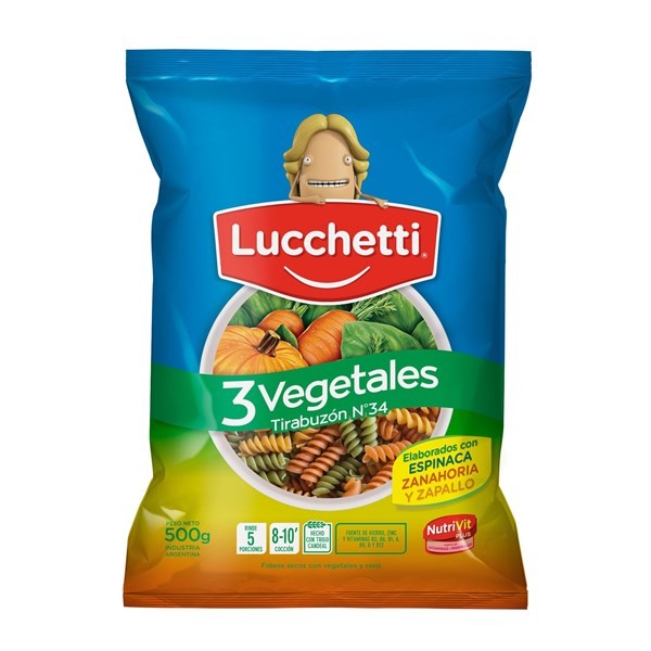 Matarazzo Fideos Guiseros Tirabuzon Lucchetti 3 Vegetales 500 G. #1