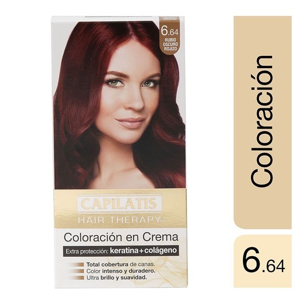 Capilatis Kit Coloración en Crema Rubio Oscuro Rojizo N°6.64