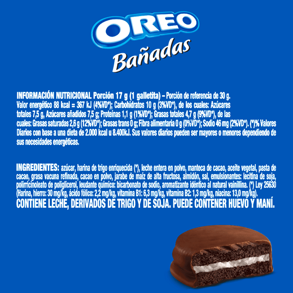 Galletitas Dulces Oreo Bañadas En Chocolate 119 G. alt