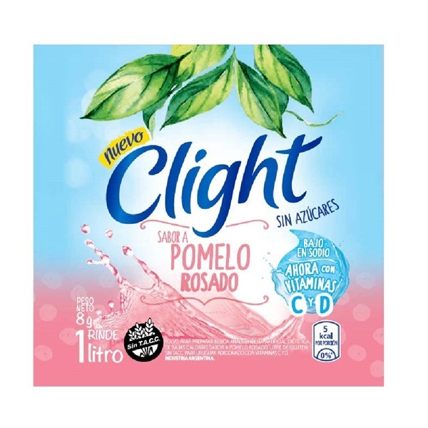 Jugo En Polvo Clight Pomelo Rosado Vit C+d 8g