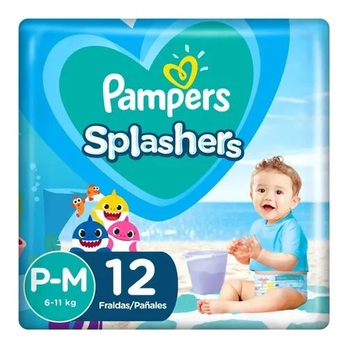 Pampers Pañal Splashers Para Agua P-M (12 Unidades)