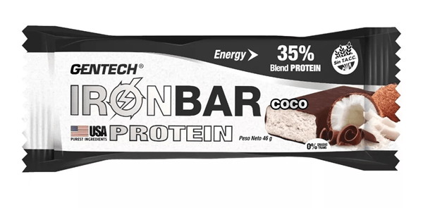 Gentech Ironbar 20 Barras Proteicas Coco alt