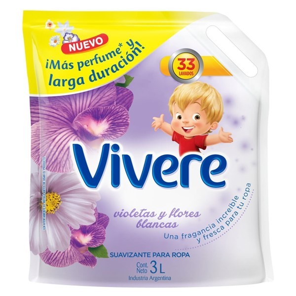 Suavizante Para Ropa Vivere Regular Violetas Y Flores Blancas x 3 l #1