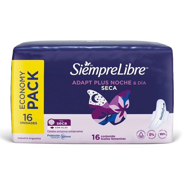 Toallas Femeninas Siempre Libre Adapt Plus Noche Y Día x 16 un alt