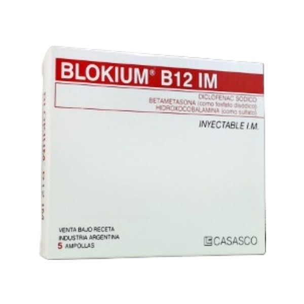 Casasco Blokium B12 Diclofenac+Vit.B12+Betametasona I.M Inyectable x 5 #1