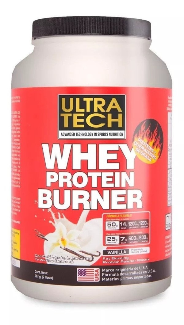 Suplemento Dietario Ultra Tech Whey Protein Burner Sabor Vainilla x 907 gr #1