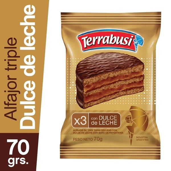 Alfajor Triple Negro Con Dulce De Leche Terrabusi 70 Gr
