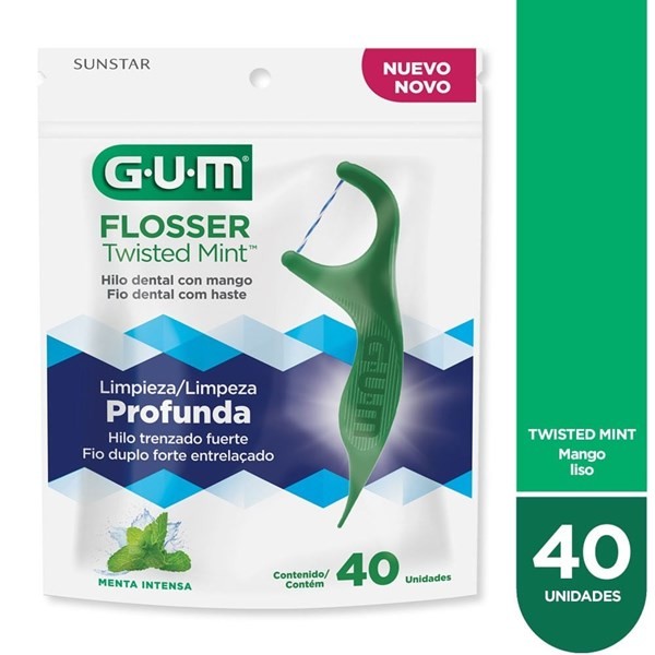 Gum Hilo Dental Con Mango Twisted Mint (40 Unidades)