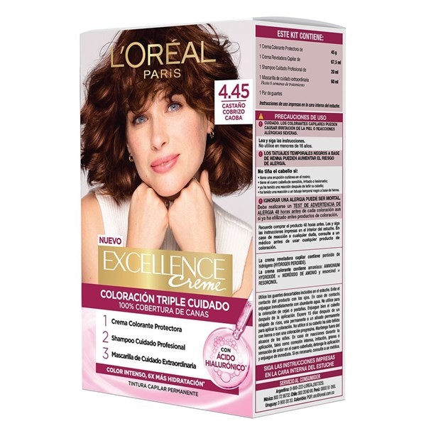 Kit Tintuta Excellence Creme Con Ácido Hialurónico Color 4 45 Castaño Cobrizo Caoba alt